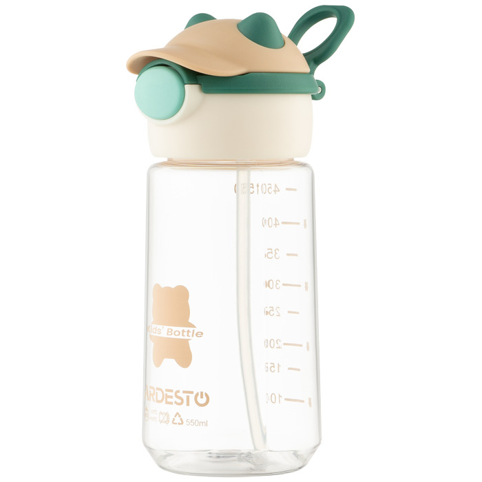 Пляшка для води Ardesto Bear 550мл, пластик, зелений