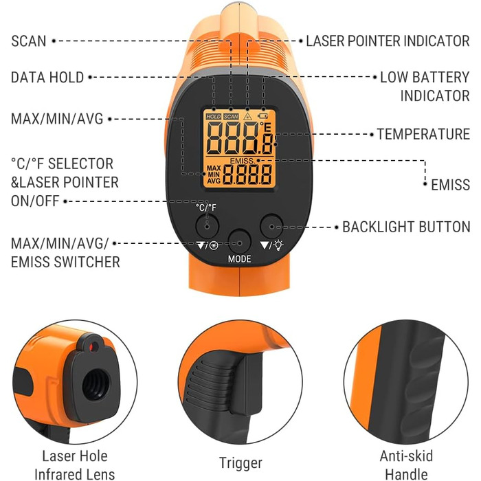 Інфрачервоний термометр 50 C - 550 C ThermoPro