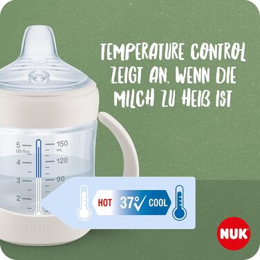 Місяців 150 мл Дисплей контролю температури Антиколіковий клапан герметичний носик для пиття Ергономічні ручки Без BPA Disney Winnie the Pooh blue (Nuk for Nature, Green), 618