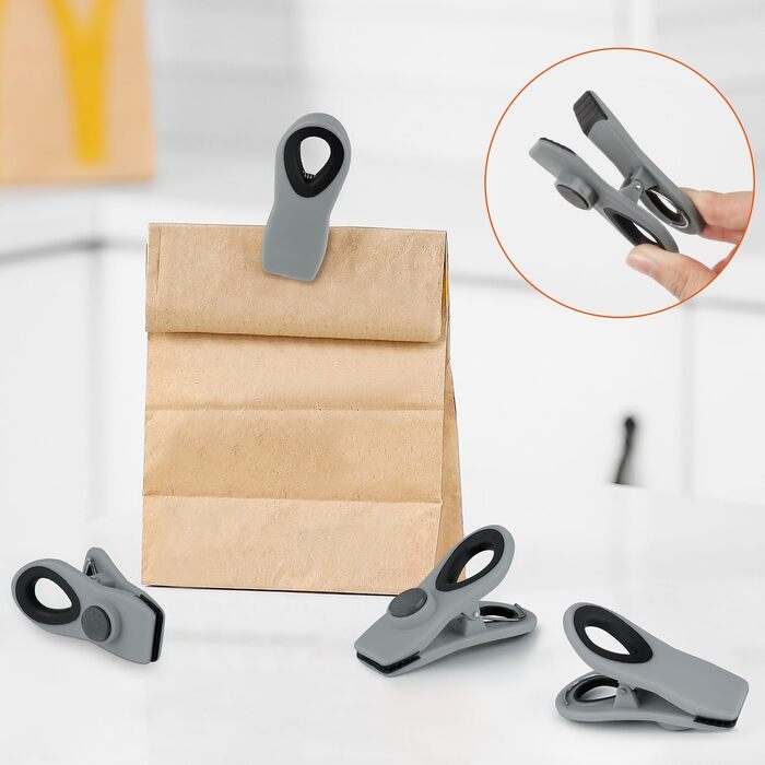 Набір прищіпок-затискачів із магнітом, сірого кольору 12 шт TACGEA