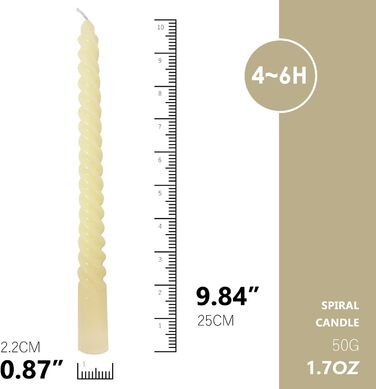 Набір з 4 конічних спіральних свічок 2,2 x 25 см, колір слонової кістки Love Topsics