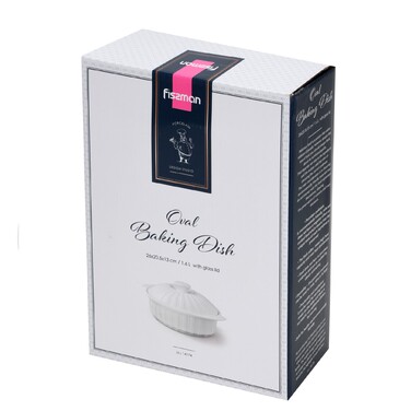 Овальная форма для запекания Fissman 26х20,5х13 см/1,6 л с крышкой фарфоровая цена за шт (14174)