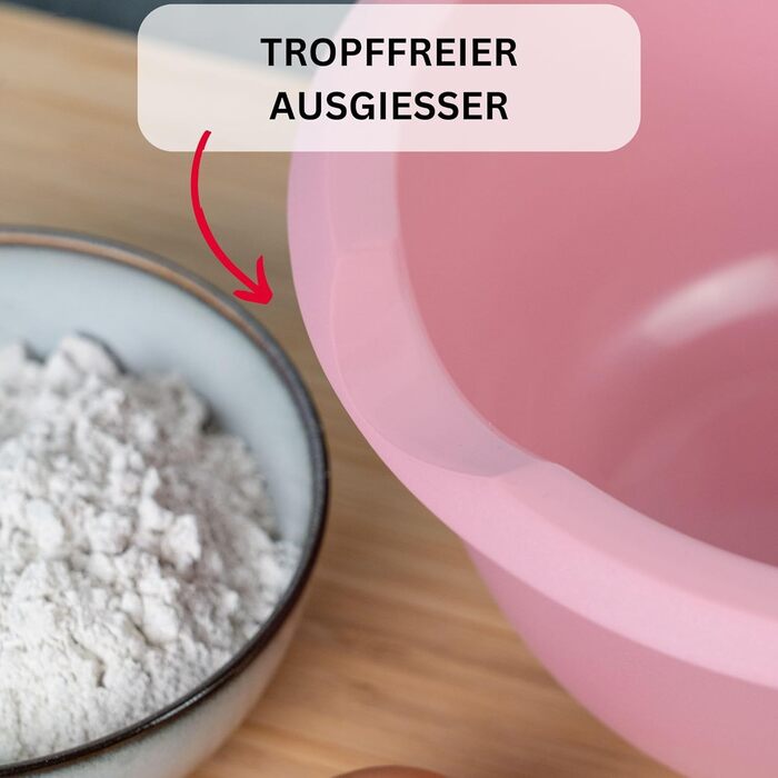 Миска для змішування та випікання з двокомпонентною кришкою, 2,5 л, з носиком, пластикова, біла/яблучно-зелена, 3153227A (рожева, без кришки)