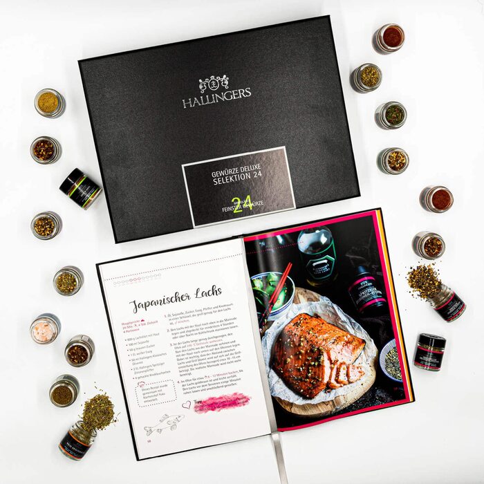 Класичний набір спецій Hallingers - 1 - Подарунковий набір спецій ручної роботи, 12 спецій з усього світу (Набір) - Літній подарунок та ідеальний подарунок для барбекю Подарунок для нової домівки &quotВітання та дружба&quot Класичні спеції., 12 спецій (73