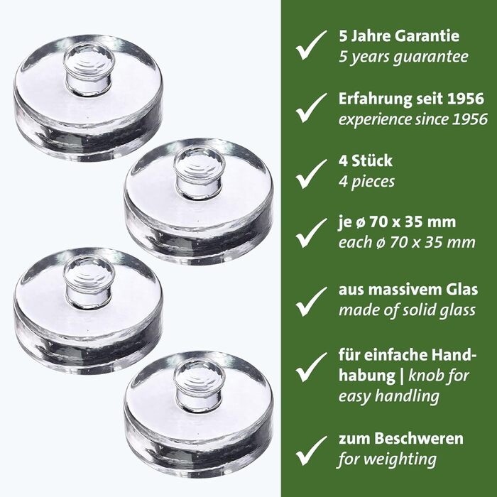 Скляний гніт для квашення та ферментації, набір 4 предмети, Ø 7 х 3,5 см Westmark