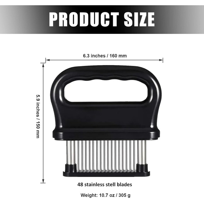 Прес для м'яса з нержавіючої сталі з 48 лезами чорний Leikurvo