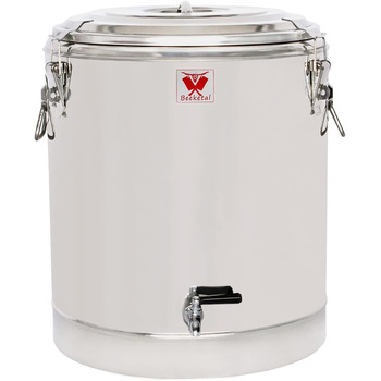 Л термоконтейнер для харчових продуктів і напоїв, професійний кейтеринговий харчовий транспортний контейнер з нержавіючої сталі з бічними ручками, кришкою з гумовим кільцем і замком (52,5 л (зі зливним краном)), 39BTE-40A&39 32