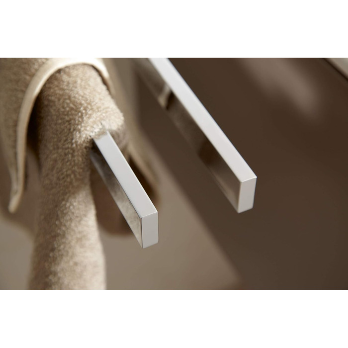 Рушникосушка з металу, глянцева хромована, дворука, жорстка, глибина 45 см, для ванної кімнати та гостьового туалету, настінна, Edition 11