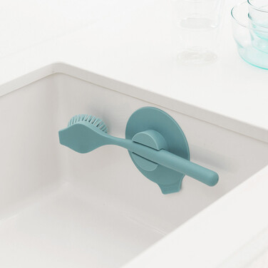 Щетка для посуды с подставкой-присоской 6х23,5х11 см мятная Sink side Brabantia