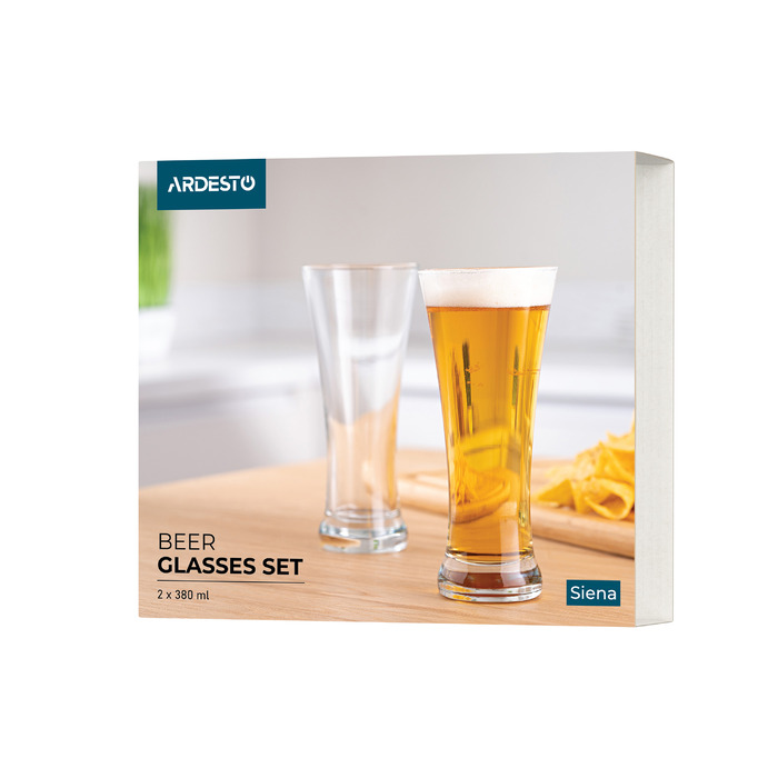 ARDESTO Набір келихів для пива Siena, 380мл, 2шт, скло, прозорий