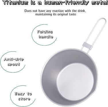 Титанова чаша для кемпінгу зі складною ручкою 450 мл iBasingo