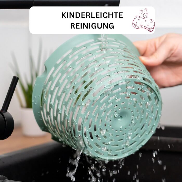 Спиннер для салата Westmark, Oбем 4.4 л, ø 23.5 см, пластик, не содержит бисфенола А, Spinderella, цвет прозрачный/белый/зеленый, 2430224A (мятно-зеленый, стандартный)