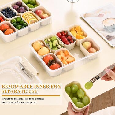 Контейнер для снеків з 8 відділеннями, з 4 виделками з нержавіючої сталі TETSMG