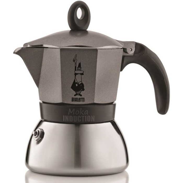 Мока-пот, підходить для всіх плит, еспресо (150 мл), (3 чашки, Moka Induction, сірий)