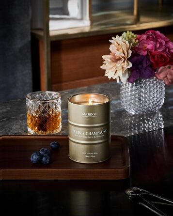 Ароматичні свічки M&SENSE з натурального соєвого воску, натуральна соєва свічка для домашнього декору, тривалий час горіння до 70 годин, стильні подарунки-свічки для чоловіків і жінок (320 г, ігристе шампанське)
