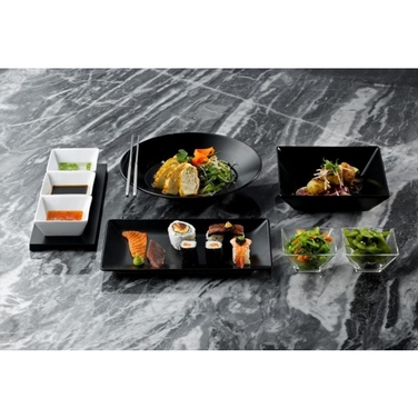 Тарелка прямоугольная 30х15 см черная, Luna, GenWare