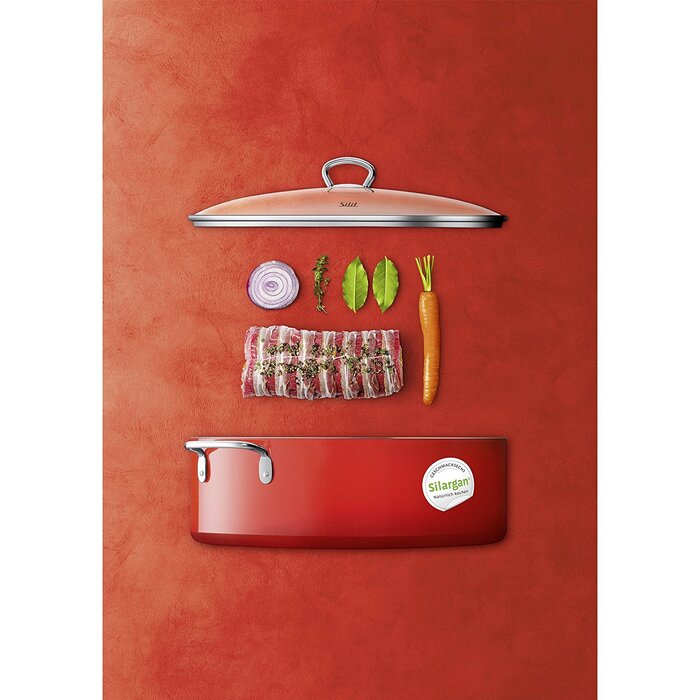 Сотейник 36 х 25.5 см з кришкою, овальний Passion Red Silit