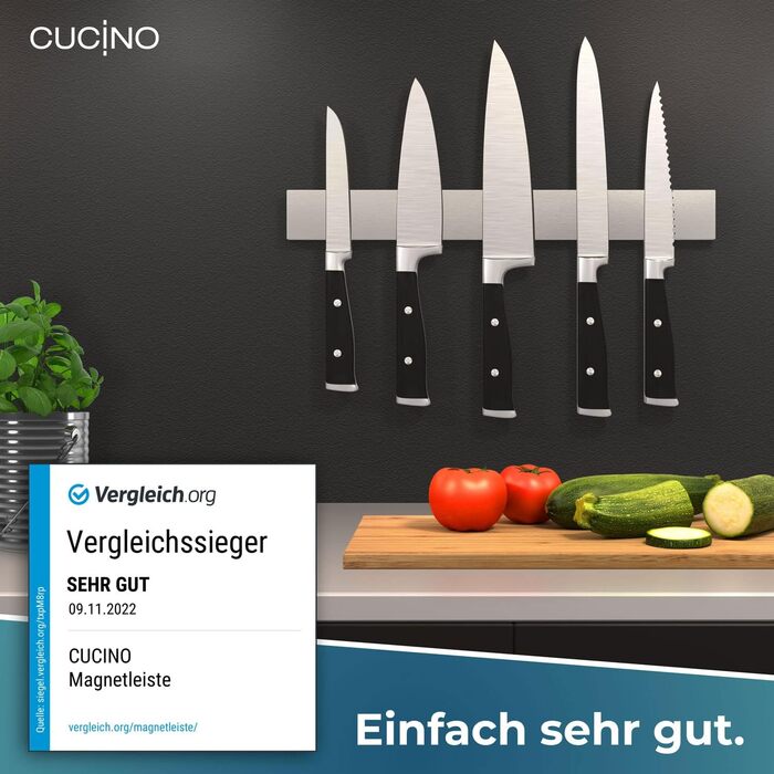 Магнітний тримач для ножів 40 см, сріблястий Cucino