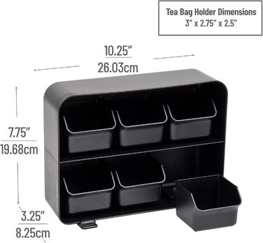 Органайзер для чайних пакетиків із 6 ящиками, чорний Mind Reader