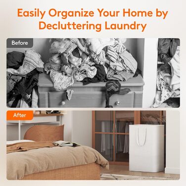 Кошик для білизни Lifewit з 2 предметів 80 л Мішок для білизни, Ящик для білизни Контейнер для білизни Збірник білизни Комод для білизни Кошики для білизни для квартири, гуртожитку, каравану Пральня, білий 2 x 80 л