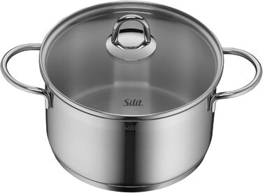 Набір посуду для індукції, 7 предметів каструлі зі скляними кришками, сковорода з лопаткою, полірована нержавіюча сталь. Підходить для всіх типів плит, без внутрішньої розмітки.