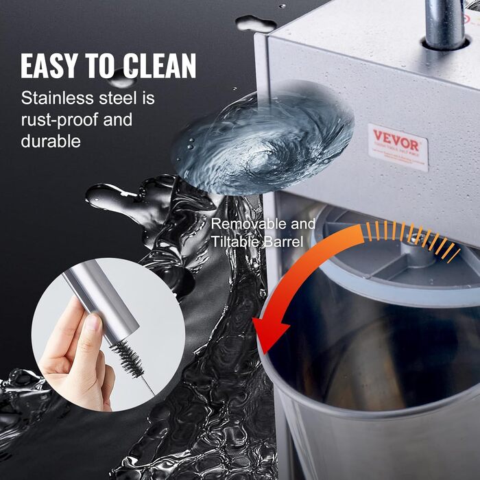 Ручна ковбасна машина VEVOR, вертикальна ковбасниця 2 л із затискачем G-типу, бочка з харчової нержавіючої сталі 304 із 2 наповнювальними трубками, машина для наповнення ковбас для кухні, ресторану, торгівлі тощо.