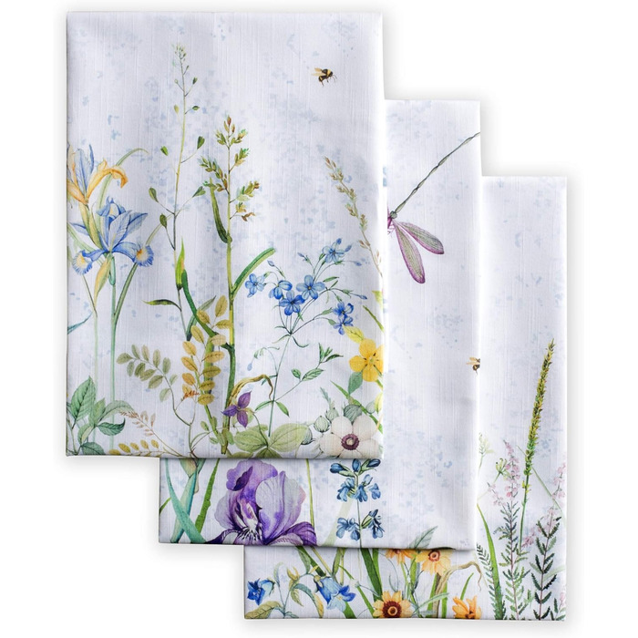 Набір з 3 багатоцільових кухонних рушників Maison d&39 Hermine Сільське Різдво зі 100 бавовни Барні рушники День подяки/Різдво (50 см x 70 см) (Fleurs De Mai)