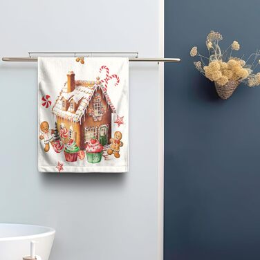 Різдвяні кухонні рушники Kwlegh, рушник для рук, рушник для пальців у формі різдвяної ялинки з цукерками та сніжинками, набір з 2 шт. , банний рушник для милих чоловіків, високопоглинаючі рушники, 36 x (пряниковий будиночок на Різдво)