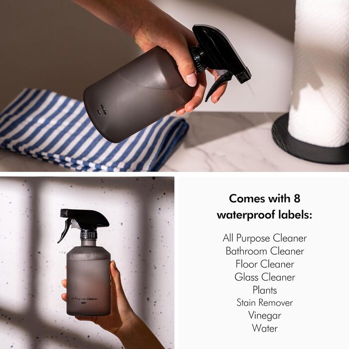 Розпилювач скляний 500 мл чорний, набір 2 предмети, KIVY