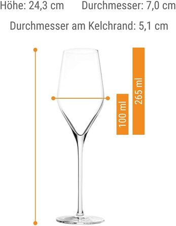 Келихи для шампанського 265 мл, набір 6 предметів, Exquisite Royal Stölzle Lausitz
