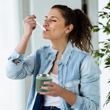 Стаканчик для пластівців 860 мл із складаною ложкою, зелений NEXROLA