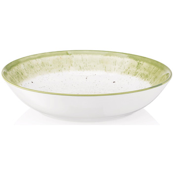 Тарелка суповая Ardesto Siena, 20см, фарфор, бело-зеленый