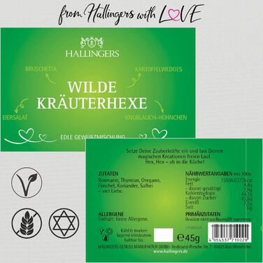 Класичний набір спецій Hallingers - 1 - Подарунковий набір спецій ручної роботи, 12 спецій з усього світу (Набір) - Літній подарунок та ідеальний подарунок для барбекю Подарунок для нової домівки &quotВітання та дружба&quot Класичні спеції., 12 спецій (73