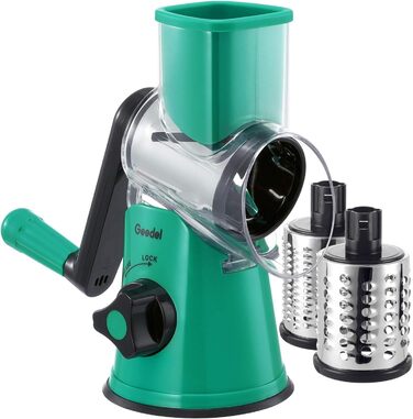 Терка для сыра, терка для овощей с 3 барабанными лезвиями, барабанная терка Более быстрая и легкая нарезка, овощерезка Идеально подходит для сыра, огурцов, кошек, орехов и т. Д. (Зеленый)