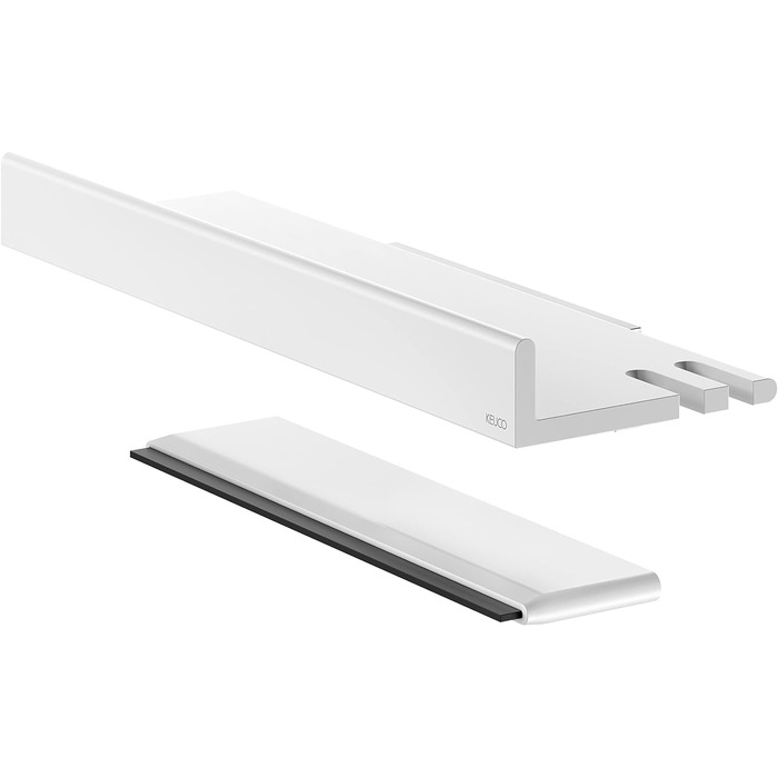 Душова полиця Keuco з алюмінієвим скляним ракелем, знімний кошик, зі зливними отворами, 35x6,6x11,6 см, настінна, Reva Black Selection (білий)