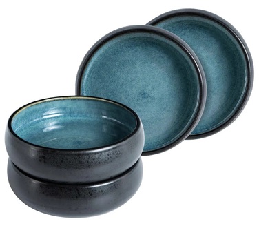 Набор из 4 десертных мисок 14 см, синяя реактивная глазурь Moritz & Moritz