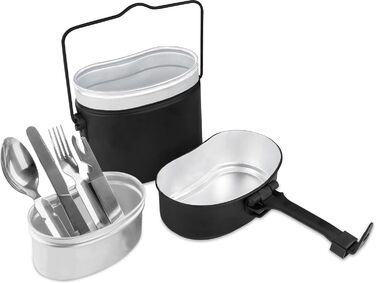 Похідний набір посуду для військових, 5 предметів, чорний Normani