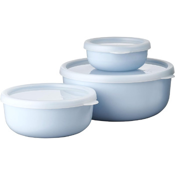Коробка для зберігання Набір із 3 предметів Lumina Коробки для зберігання продуктів із кришкою для холодильника, морозильної камери, пароварки та мікрохвильової печі 250 мл, 750 мл і 1500 мл (Nordic Blue)