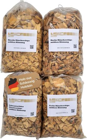 Коптильна стружка 2 л середній розмір, набір 4 предмети, вишня, бук, Шварцвальд, ясен Landree