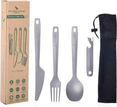 Титанові столові прилади для кемпінгу 4 предмети iBasingo