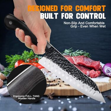 Кухонний ніж &quotФіолетовий дракон&quot, гострий ніж з ергономічною дерев&39яною ручкою для нарізання овочів, фруктів та м&39яса, подарунок татові мамі на день народження (сантоку)