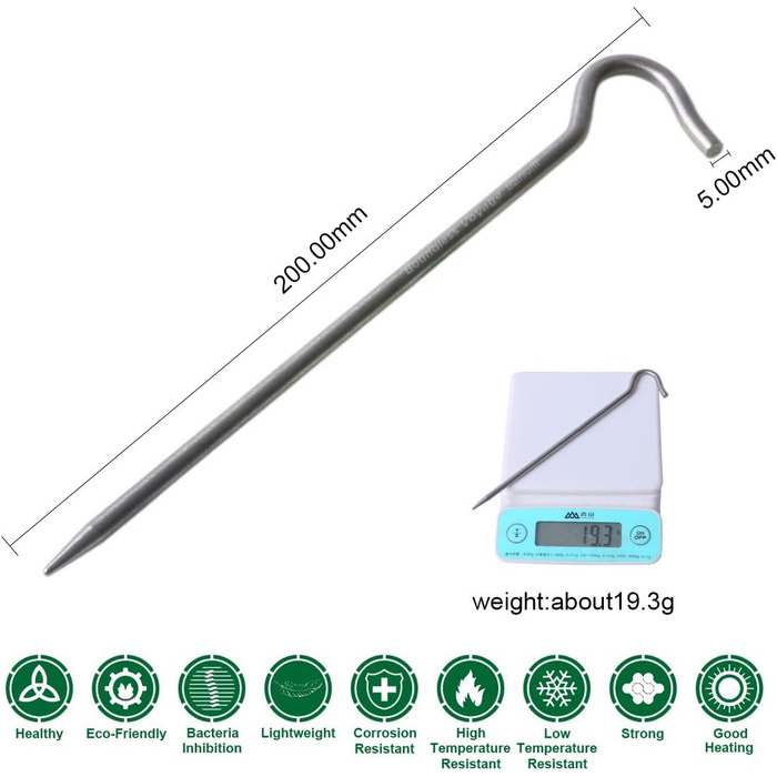 Кілочки з титанового сплаву Легкі стовпи для намету Кемпінгові кілочки для намету Портативний намет для ліктя Трав'яний намет Обладнання для намету для кемпінгу на відкритому повітрі 15 шт. /лот Ti4003P (6 шт. /лот Ti4004P 20 см (потовщення))