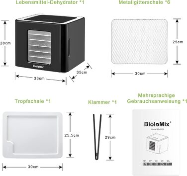 Дегідратор на 6 полиць, 450 Вт, чорний Biolomix