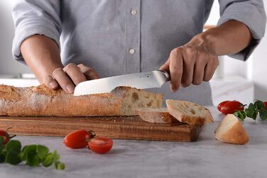 Кухонный нож Острый нож для мяса Профессионально выкованный из импортной высокоуглеродистой нержавеющей стали с красивым магнитным держателем для ножей - Метеорит (8-дюймовый хлебный нож), 7 Santoku Knife