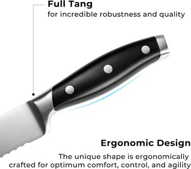 Ніж для чищення овочів linoroso 9 см Гострий фруктовий ніж Кухонні ножі Маленькі кухонні ножі Поковки з німецької вуглецевої сталі Ергономічна ручка з елегантною подарунковою коробкою - Classic Series (8-дюймовий ніж для хліба)