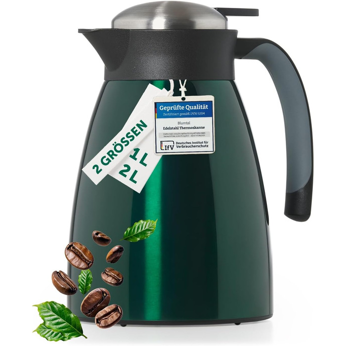 Термос-кавник 1 л нержавіюча сталь, темно-зелений Blumtal