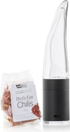 С начинкой из перца чили Резак чили с оригинальным режущим блоком Резак для специй в элегантной подарочной упаковке Матовая нержавеющая сталь (чили мельница черная)