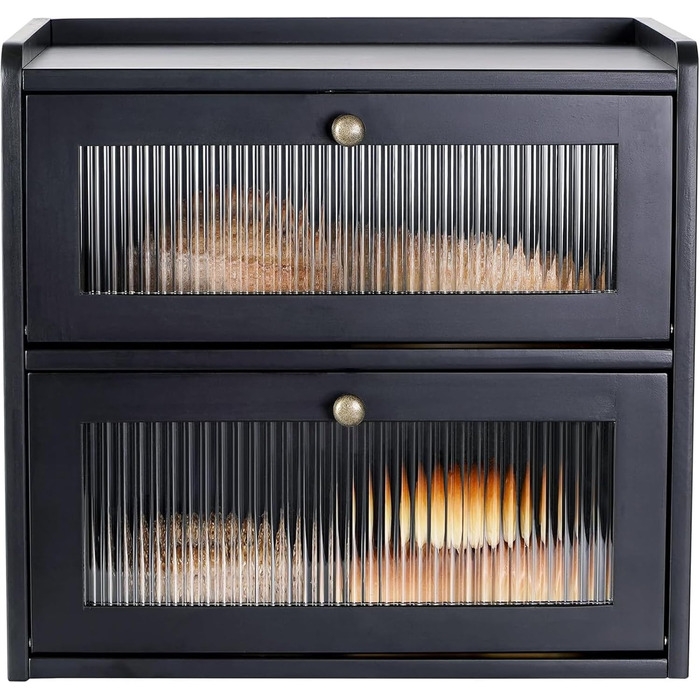 Дворівнева хлібниця 36,5 x 24 x 34 см, чорна Lnopever