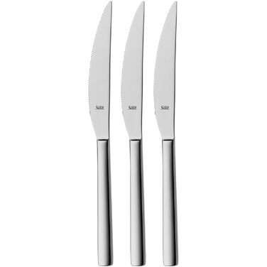 Набір ножів Silit Trend для стейків, 3 шт., 23,2 см. Ніж для стейків з нержавіючої сталі з серрейторною заточкою, ковані леза, ніж для піци. Міцні, стійкі до подряпин, можна мити в посудомийній машині.