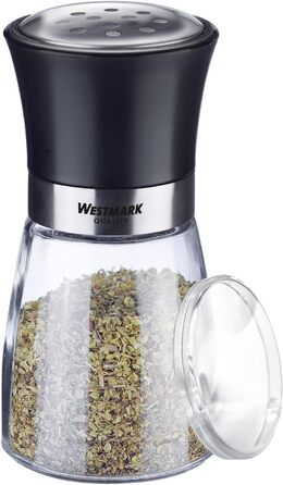 Дисплей Westmark, Вміст 6 дозаторів, Ємність 190 мл кожен, Скло/Нержавіюча сталь/Пластик, Прозорий/Чорний/Сріблястий, 63592611 (Шейкери для спецій, грубі, , Чорні)